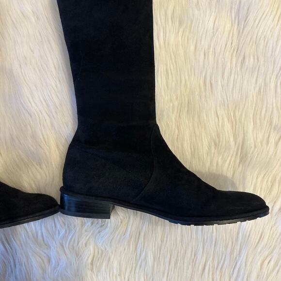 Stuart Weitzman Lowland Over The Knee Boots Thigh High Suede Block Heel Flat - Picture 8 of 15
